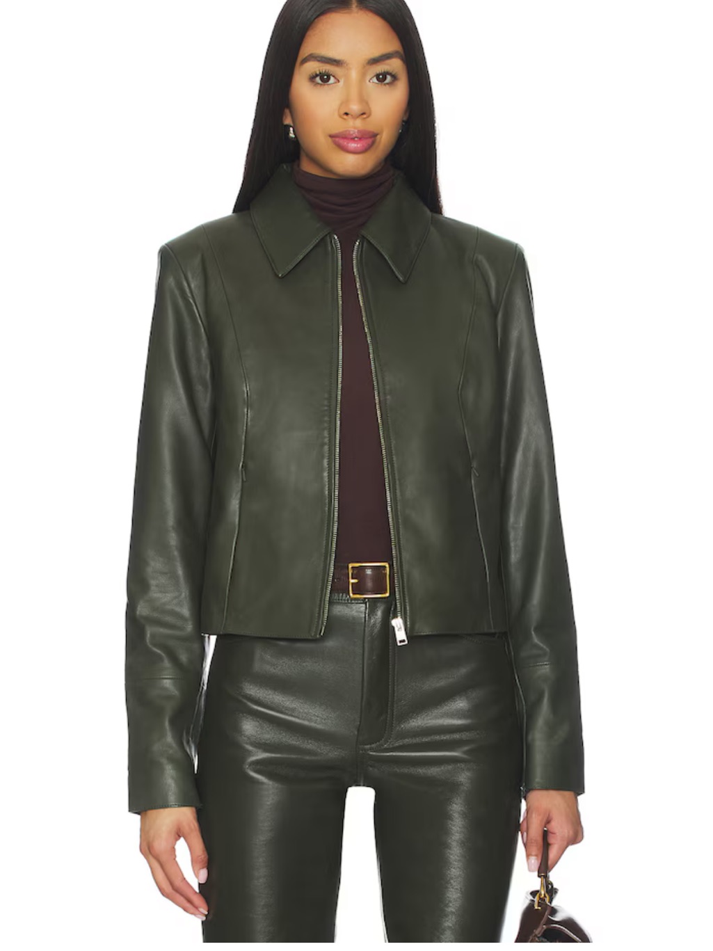 Lamarque Oceana Olive Leather Jacket